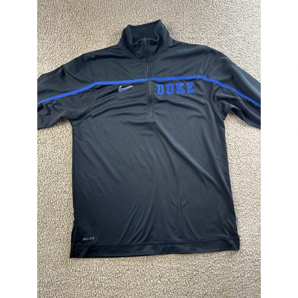 Duke Blue Devils Jacket Men's Med Black Nike Dri Fit 1/4 Quarter Zip Logo NCAA
